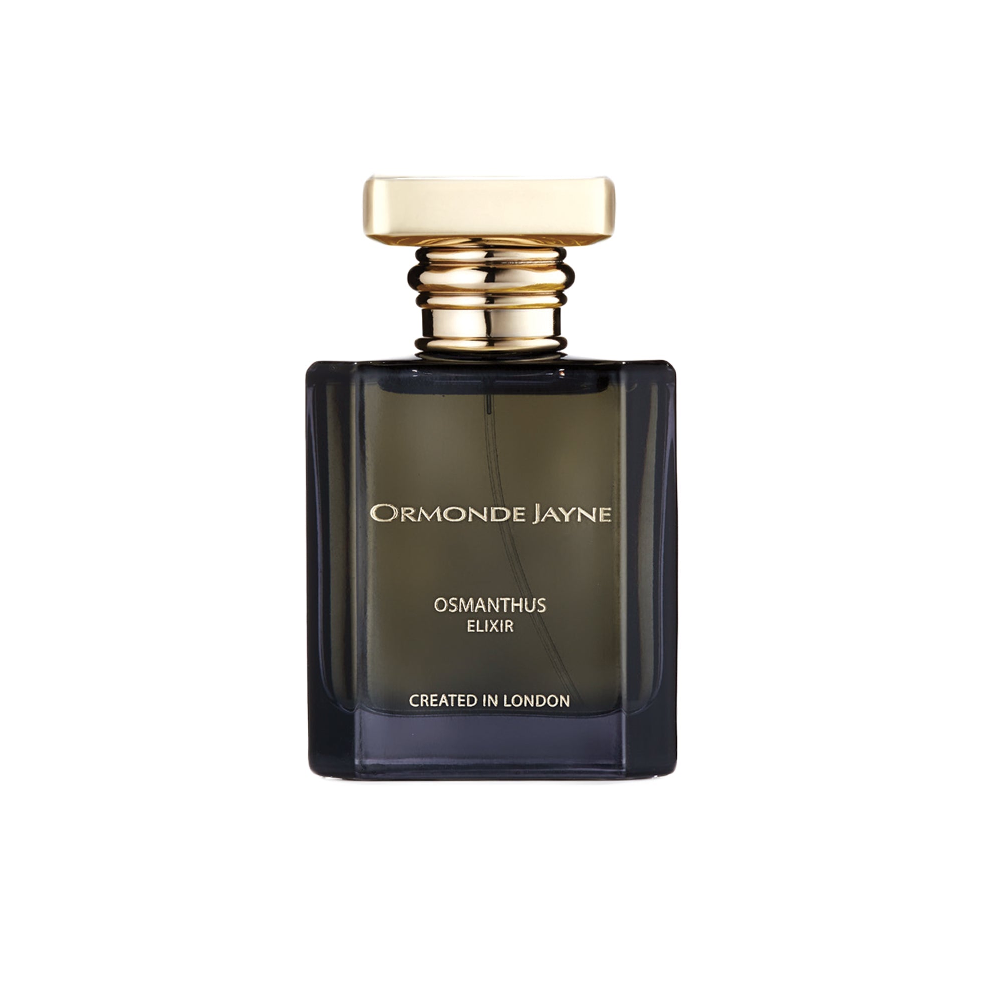 Ormonde Jayne Osmanthus Elixir 50ml perfume bottle with gold cap and dark glass design