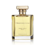 Ormonde Jayne Rose Gold perfume 120ml in a clear rectangular glass bottle with gold cap