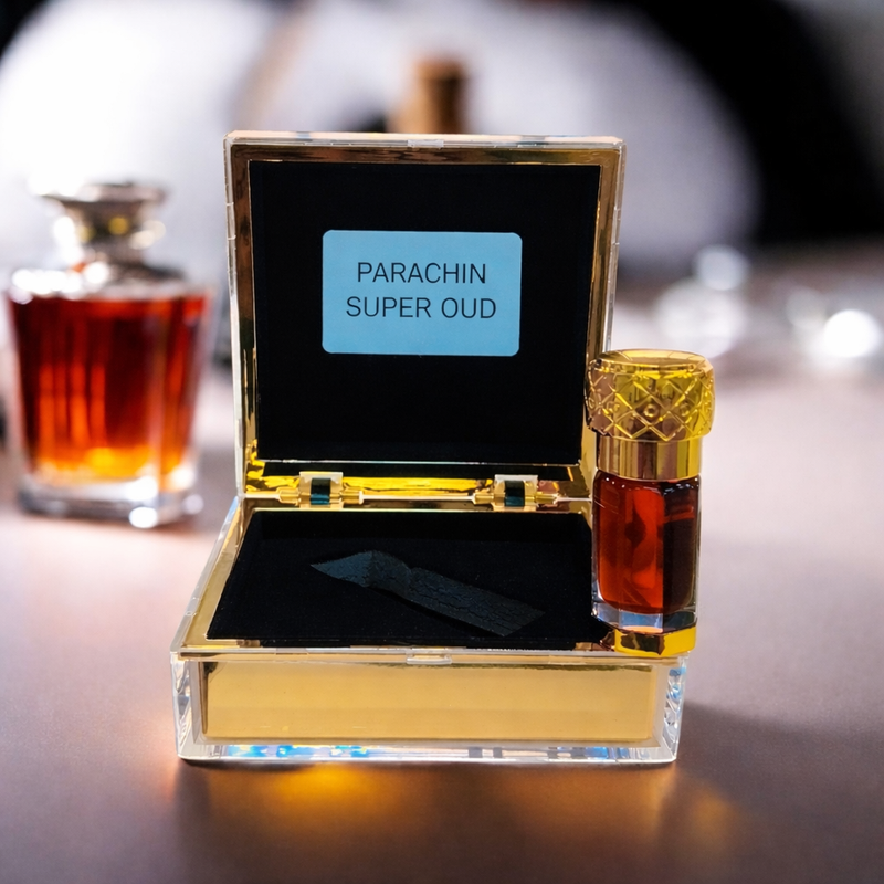 The Scent Library Parachin Super Oud 1/4 Tola in elegant box showcasing rich agarwood essence