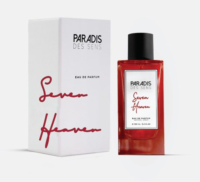 Paradis des Sens Seven Heaven perfume bottle in red glass with black cap Paradis Des Sens Seven Heaven review