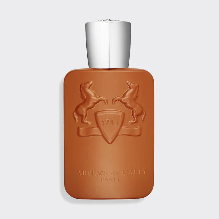 Parfums de Marly Althair EDP 125ml perfume bottle with brown embossed horse design and silver cap