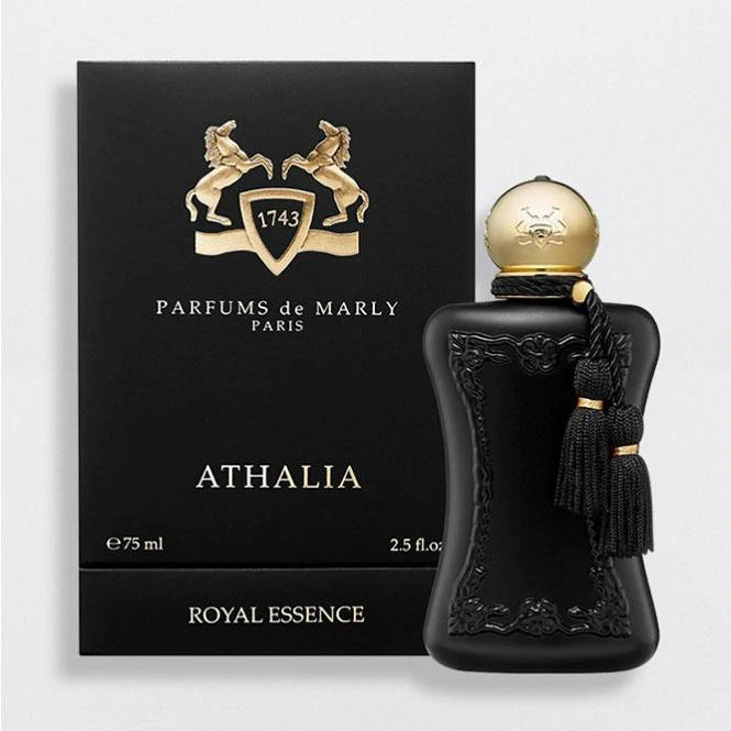 Parfums De Marly Athalia Eau de Parfum black bottle with gold cap and decorative tassels