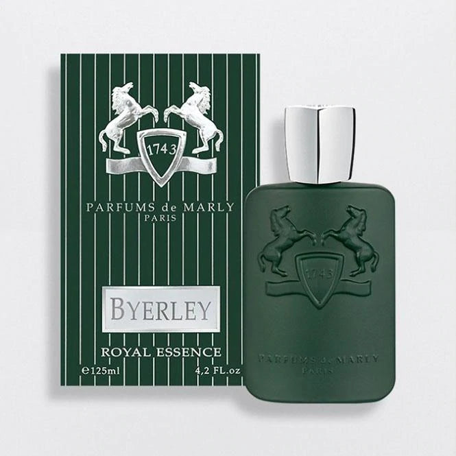 Parfums De Marly Byerley EDP 125ml perfume bottle with dark green matte finish and silver cap