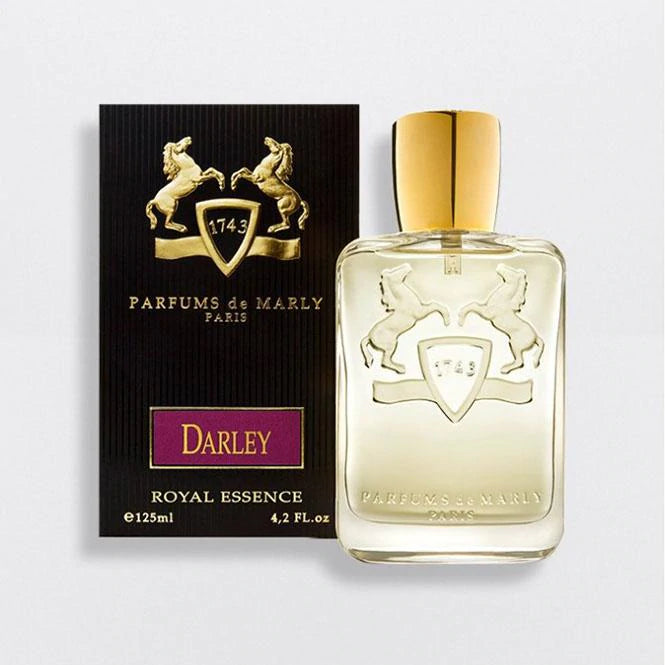 Parfums De Marly Darley EDP 125ml perfume bottle with black and gold packaging featuring horse emblem