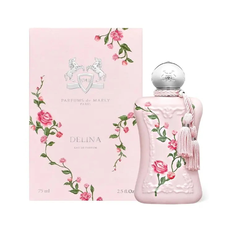 Parfums De Marly Delina limited edition perfume bottle and pink floral packaging 75 ml