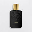 Parfums De Marly Habdan perfume black bottle with gold cap and embossed horse logo