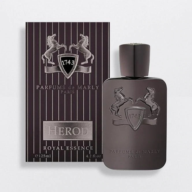 Parfums de Marly Herod Eau de Parfum bottle and packaging in dark brown with horse emblem and 125ml size