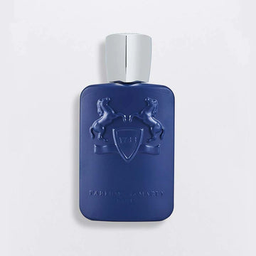 Parfums de Marly Percival 125ml perfume bottle with dark blue matte finish and embossed horse design