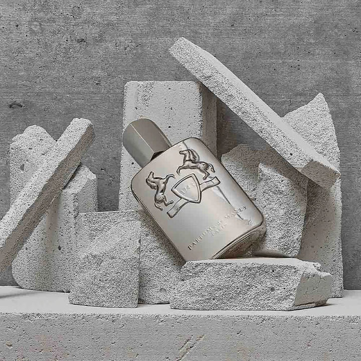 Parfums De Marly Pegasus 200ml niche perfume Dubai bottle displayed among stone blocks