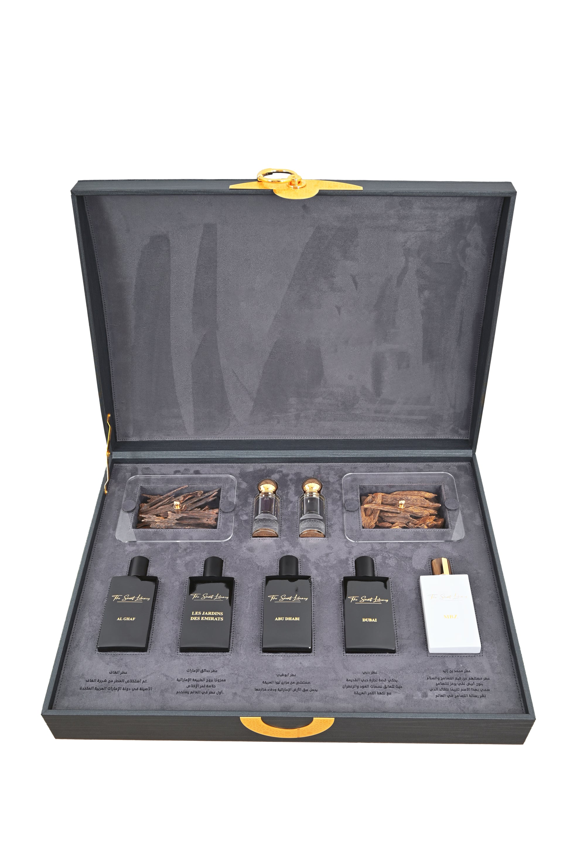 Scent Library Presidential Gold Box fragrance collection luxury perfume set in black and gold presentation box