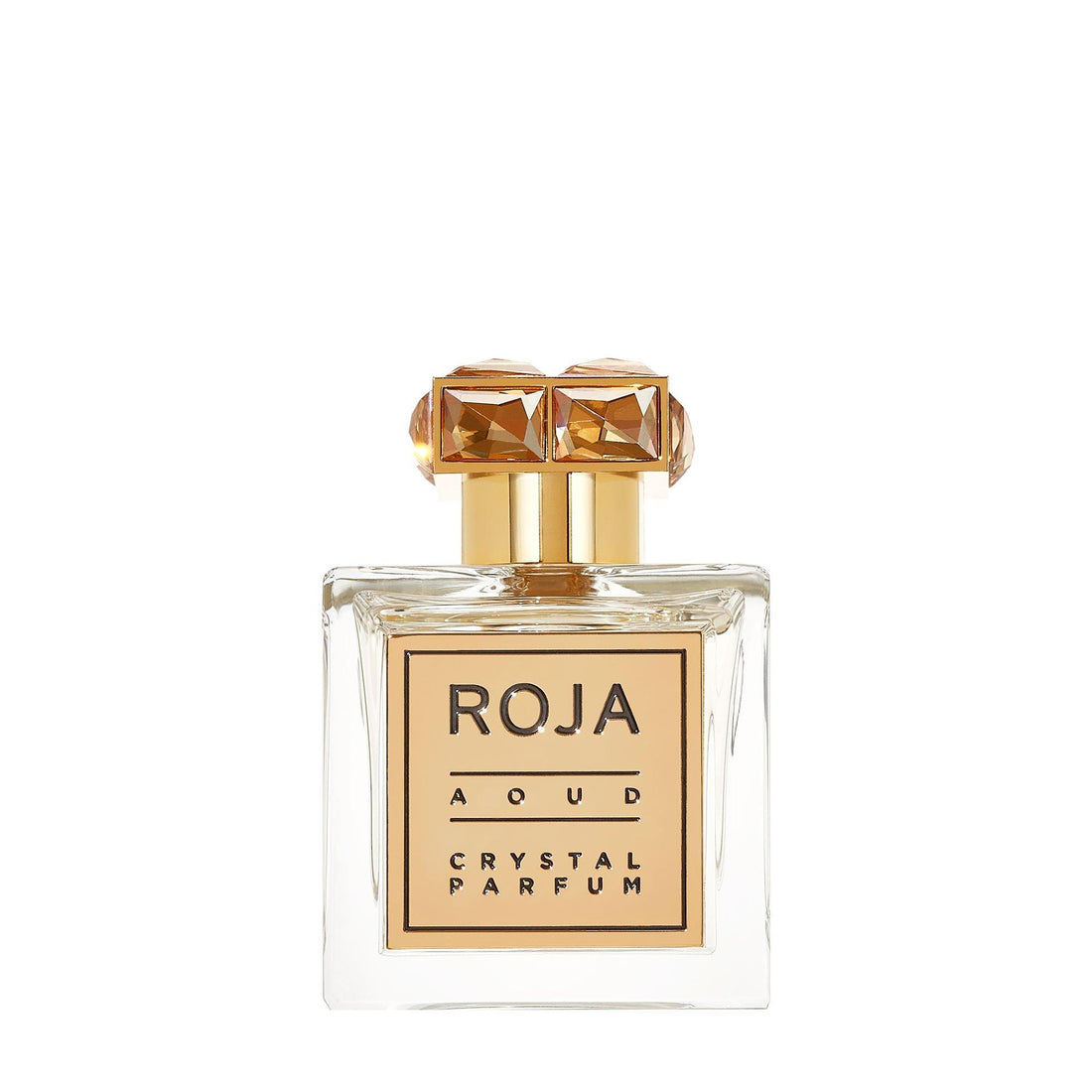 Roja Parfums Aoud Crystal perfume bottle with gold and crystal embellished cap