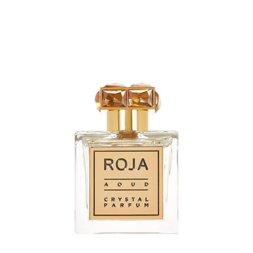 Roja Parfums Aoud Crystal perfume bottle with gold and crystal embellished cap