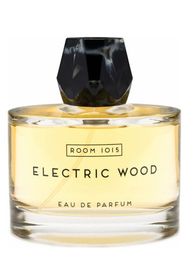 ROOM 1015 Electric Wood Eau de Parfum in a sleek glass bottle with a decorative cap