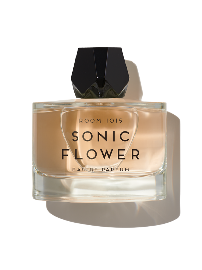Room 1015 Sonic Flower Eau de Parfum in a stylish bottle with a black cap for an elegant fragrance experience