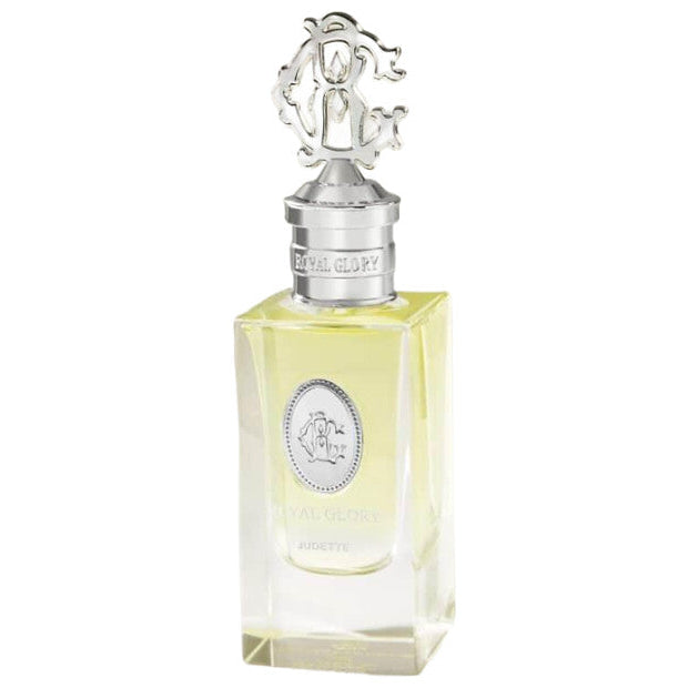ROYAL GLORY Judette perfume 60ml bottle with silver decorative cap and light yellow fragrance