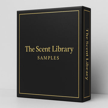 The Scent Library best sellers perfume sample set in elegant black packaging with gold accents