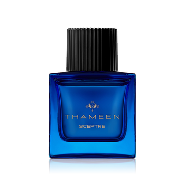 Thameen Sceptre perfume blue bottle with black cap luxury fragrance by Thameen London