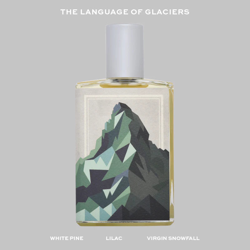 Imaginary Authors The Language Of Glaciers scent 50ml perfume bottle with geometric mountain design
