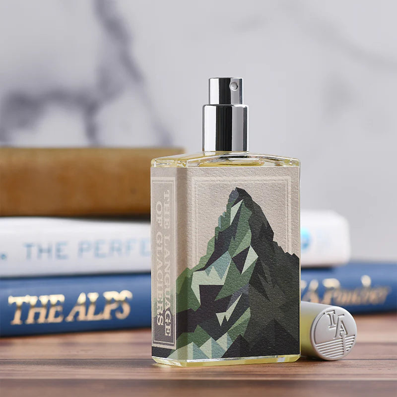 Imaginary Authors The Language Of Glaciers scent 50ml perfume bottle with geometric mountain design