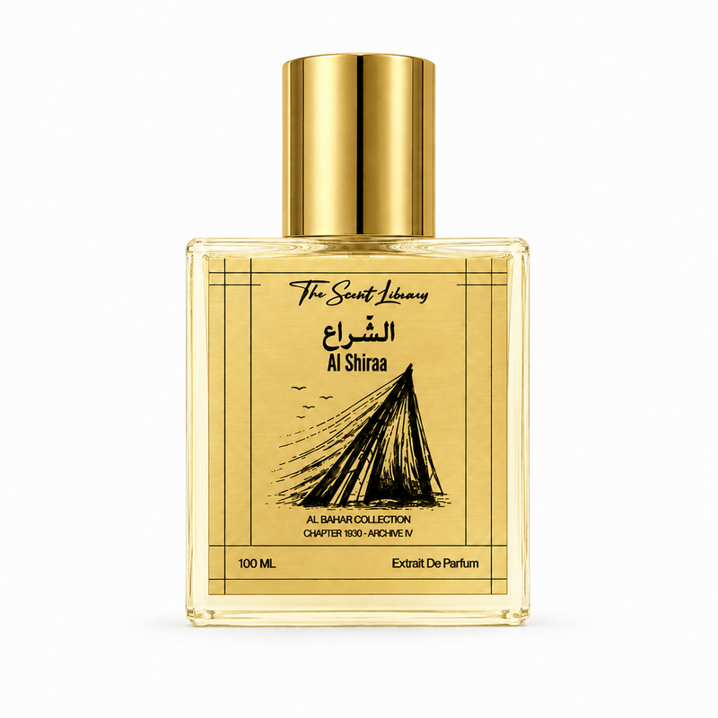 Al Shiraa by The Scent Library — fresh marine woods perfume inspired by the dhow sail