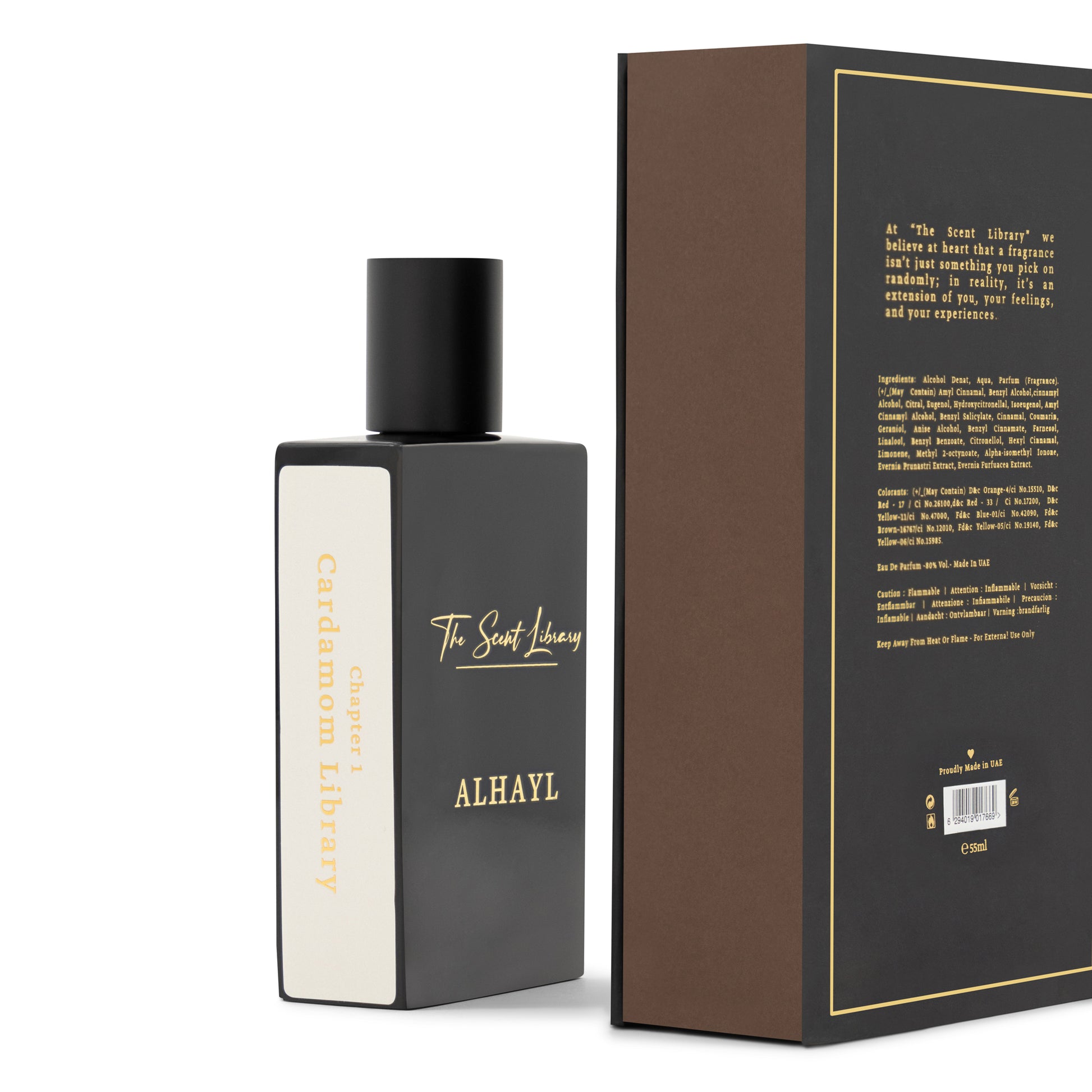 The Scent Library ALHAYL niche perfume in sleek black bottle with elegant packaging