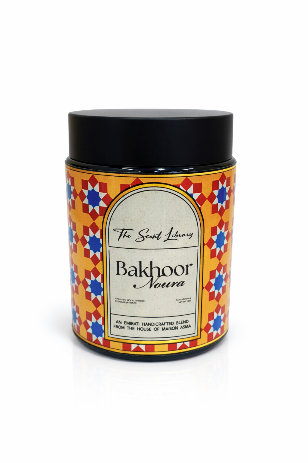 The Scent Library Bakhour Noura 80g box with floral notes and vibrant colorful design