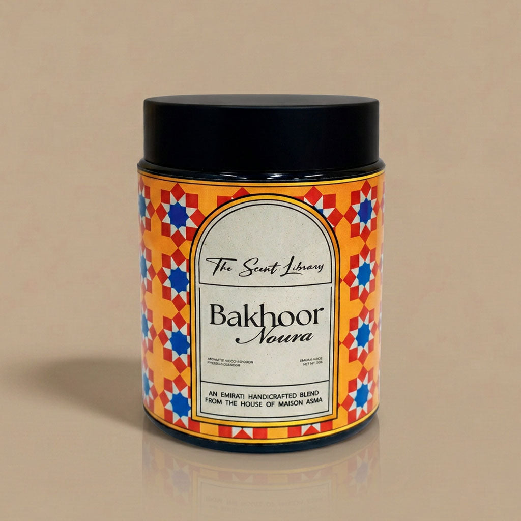 The Scent Library Bakhour Noura 80g box with floral notes