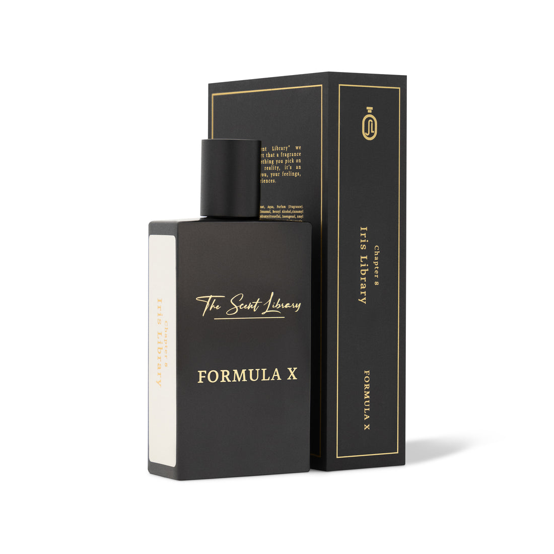 The Scent Library FORMULA X perfume in a sleek black bottle with elegant packaging