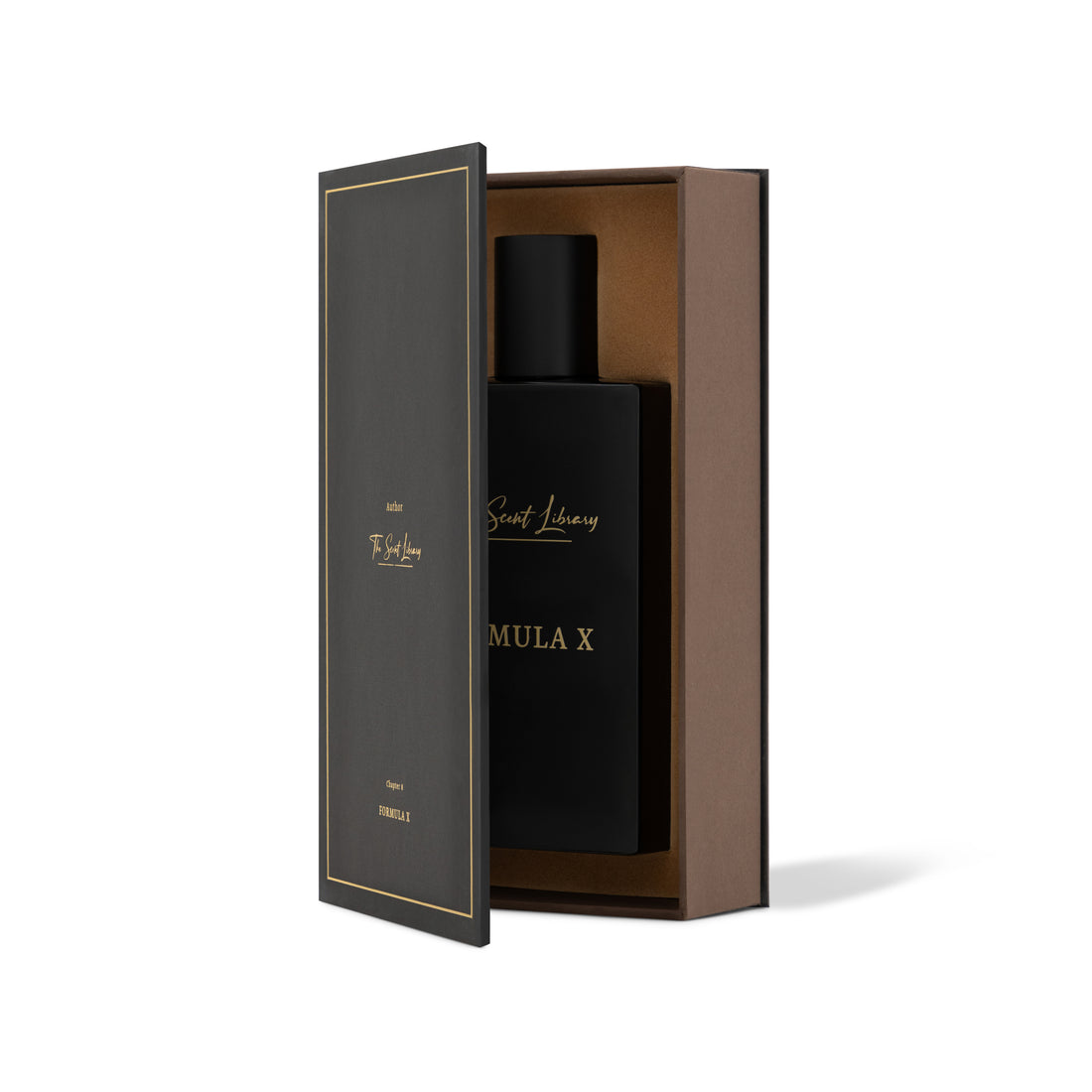 The Scent Library FORMULA X perfume in a sleek black bottle with elegant packaging