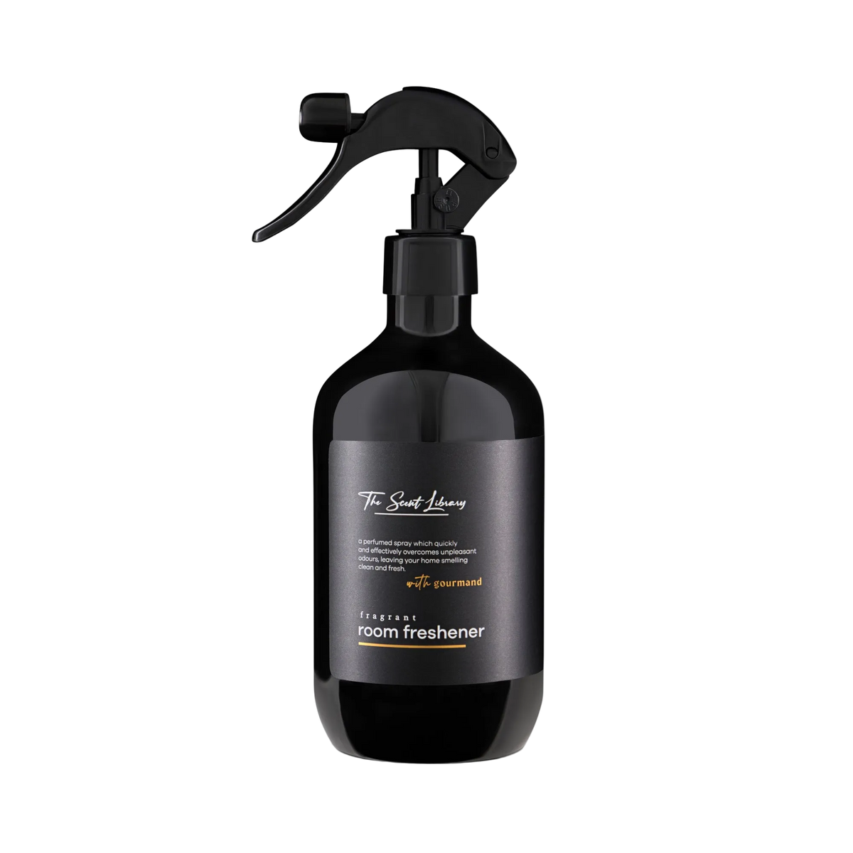 Sweet gourmand room freshener by The Scent Library in a black trigger-spray bottle
