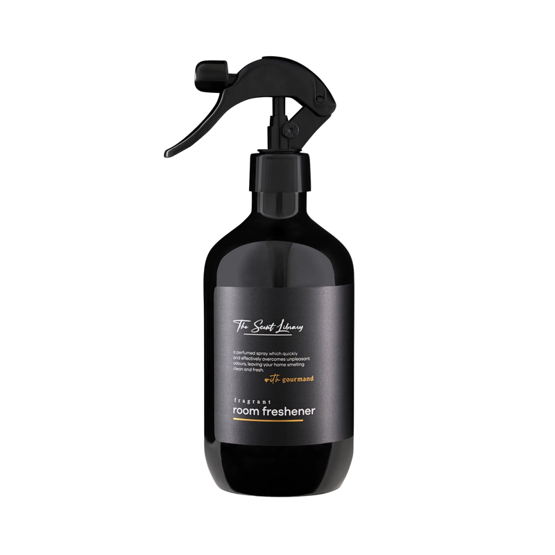 Sweet gourmand room freshener by The Scent Library in a black trigger-spray bottle
