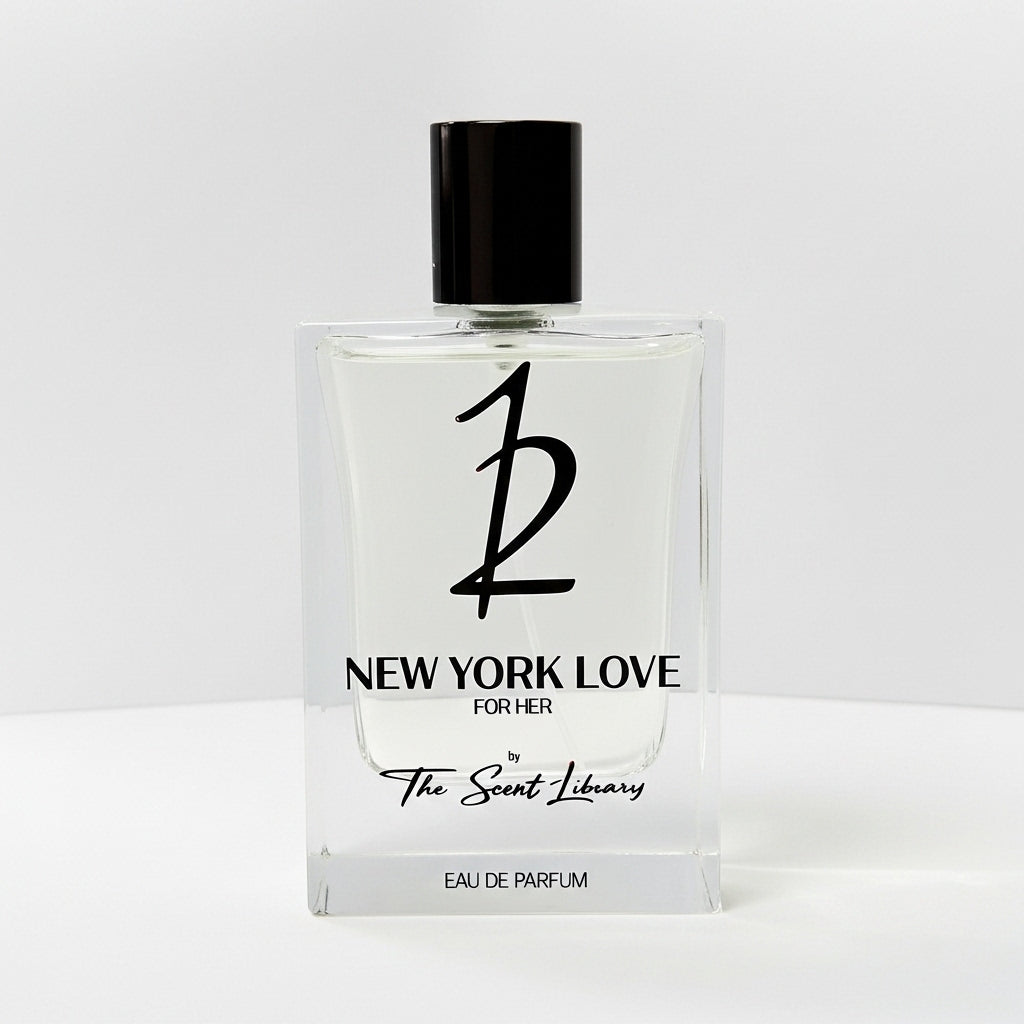 New York Love for Her perfume by The Scent Library in a clear glass bottle with a black cap