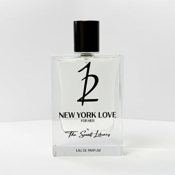 New York Love for Her perfume by The Scent Library in a clear glass bottle with a black cap