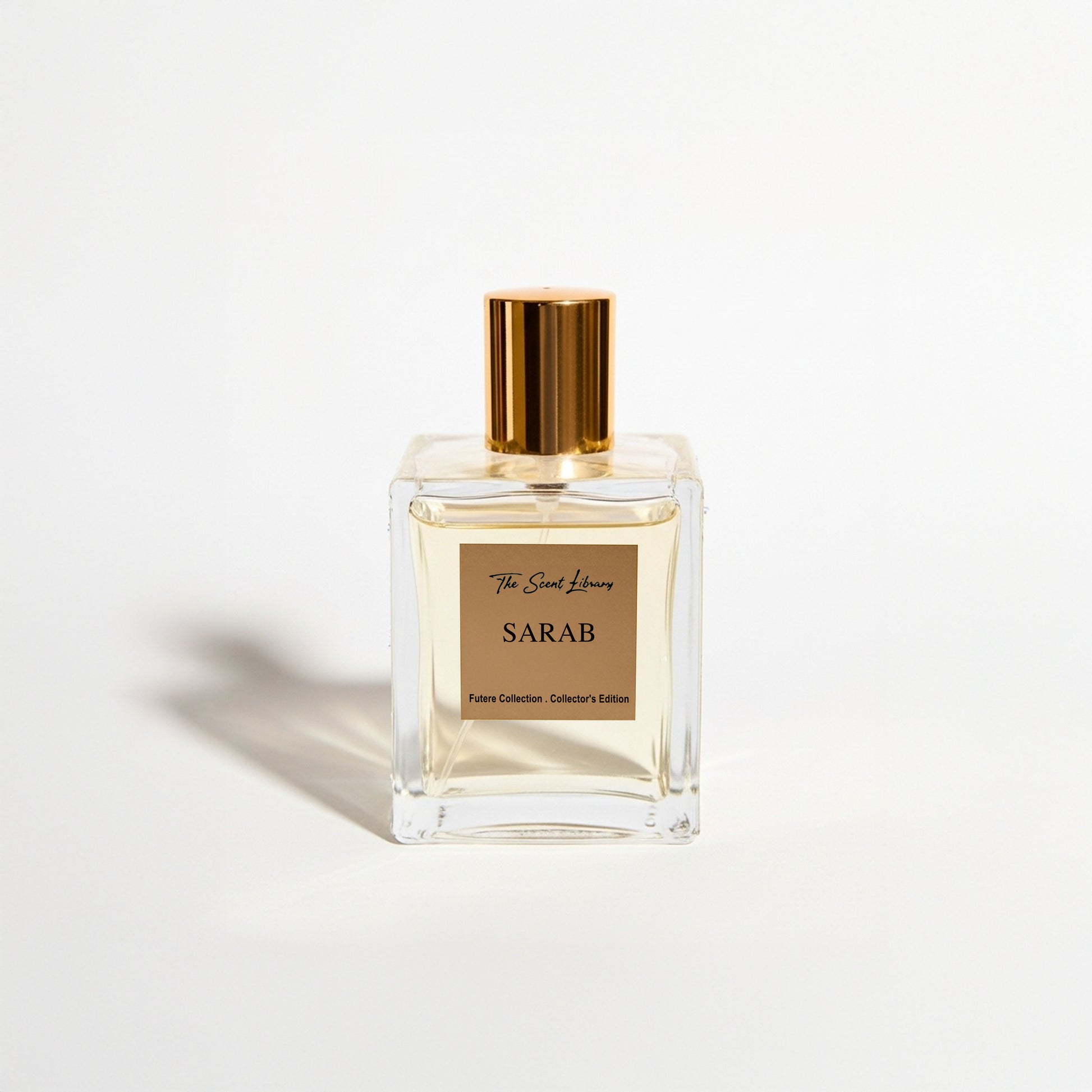 Sarab perfume Dubai from The Scent Library in a stylish square bottle with a gold cap