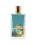 Sharjah Eau de Parfum in a sleek bottle featuring a vibrant cityscape design