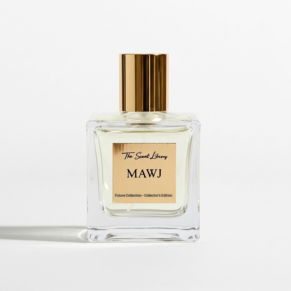 The Scent Library Mawj perfume Dubai in elegant glass bottle for luxury fragrance collection
