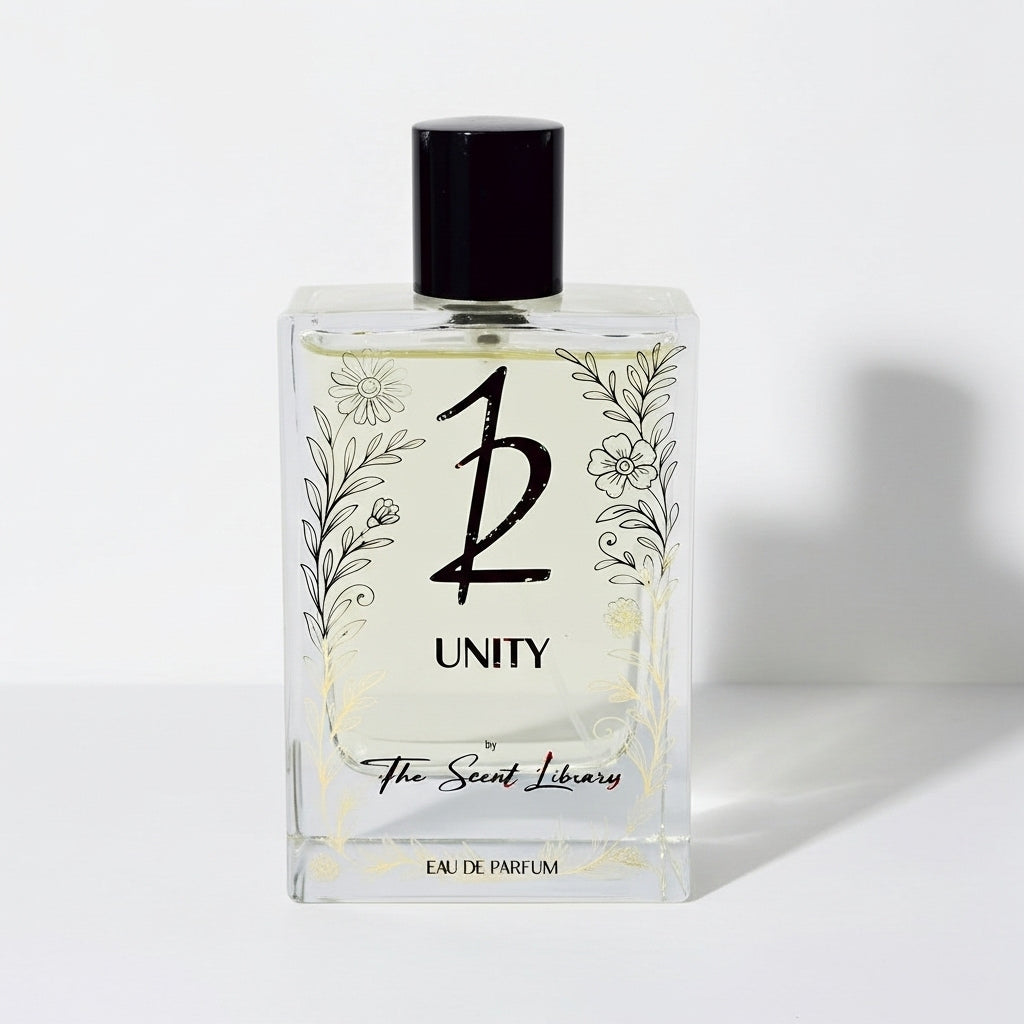 Unity Eau de Parfum Dubai by The Scent Library in an elegant glass bottle with floral design