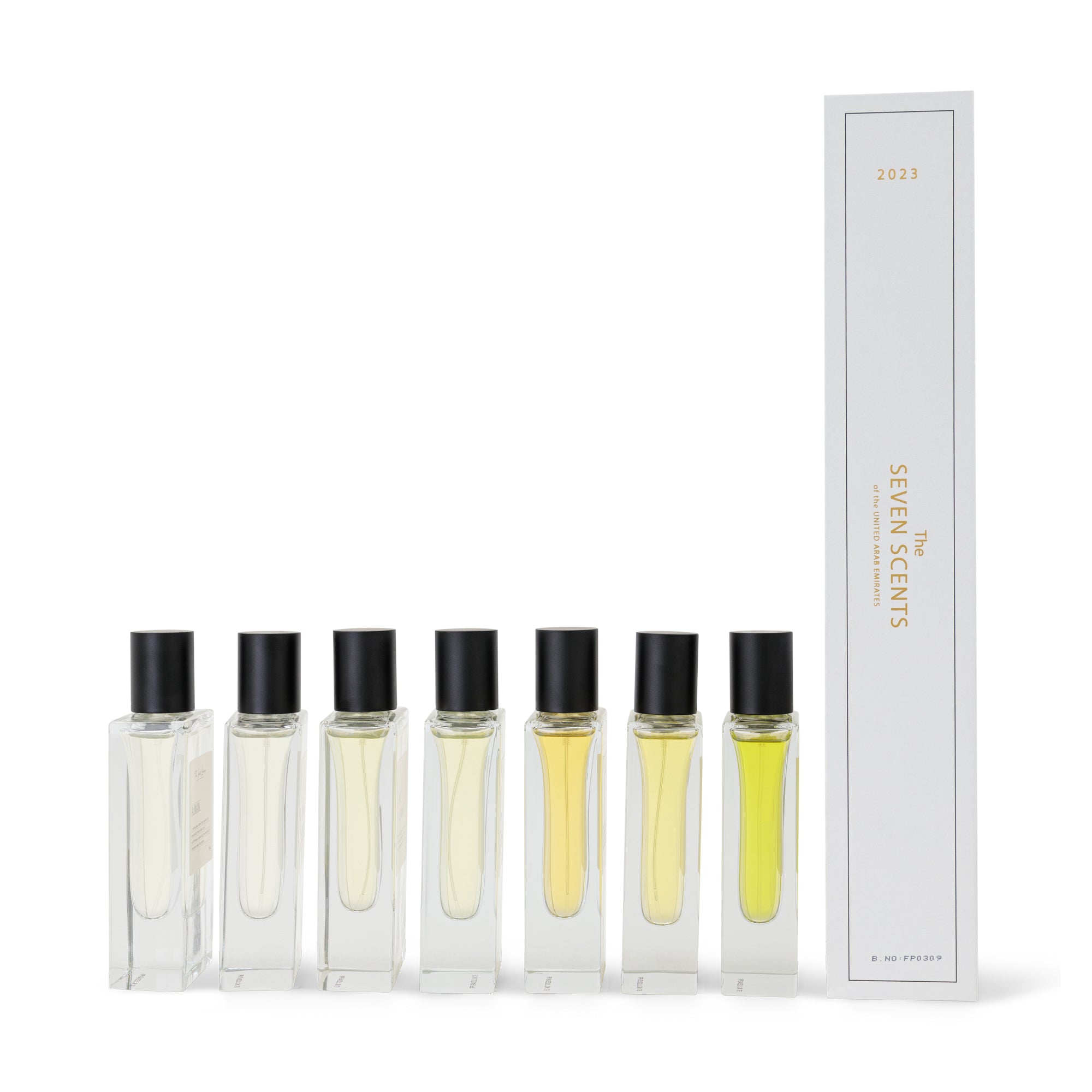 The Seven Scents of UAE - A set of seven individual fragrance vials in a sleek gift box