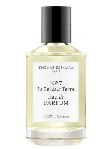 Thomas Kosmala No.7 Le Sel De La Terre perfume bottle with black cap and clear liquid inside