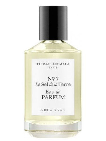 Thomas Kosmala No.7 Le Sel De La Terre perfume bottle with black cap and clear liquid inside