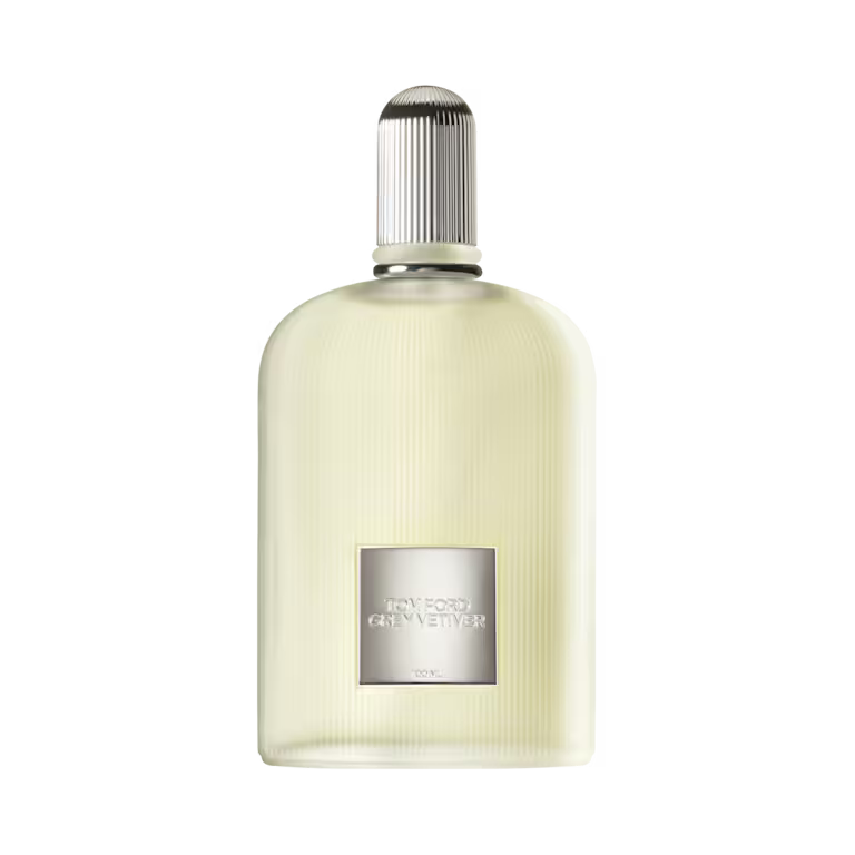 Tom Ford Grey Vetiver EDP 100ml fragrance bottle with a sleek design and silver accents