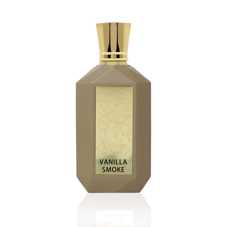 KHAYALI Vanilla Smoke perfume in an elegant bottle with a textured design for a luxurious fragrance experience