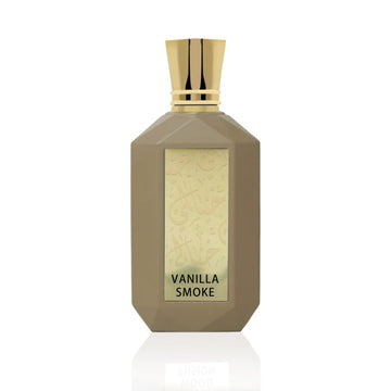 KHAYALI Vanilla Smoke perfume in an elegant bottle with a textured design for a luxurious fragrance experience