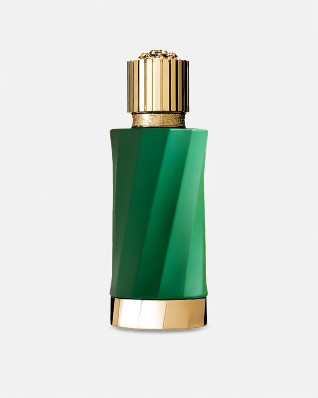 Versace Atelier Patchouly Precieuse EDP 100ml perfume bottle with green leaf and amber resin elements