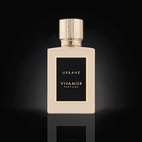 Vivamore Parfums Urbane 100ml perfume bottle with gold textured cap and black label